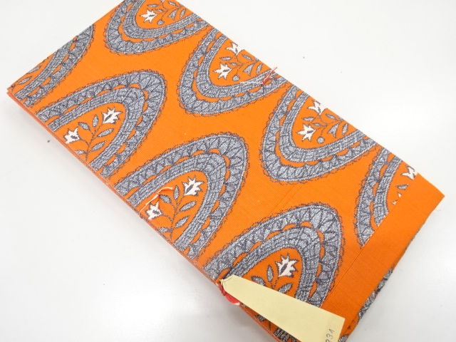 JAPNAESE KIMONO / ANTIQUE HANHABA OBI / WOVEN FLORAL SARASA